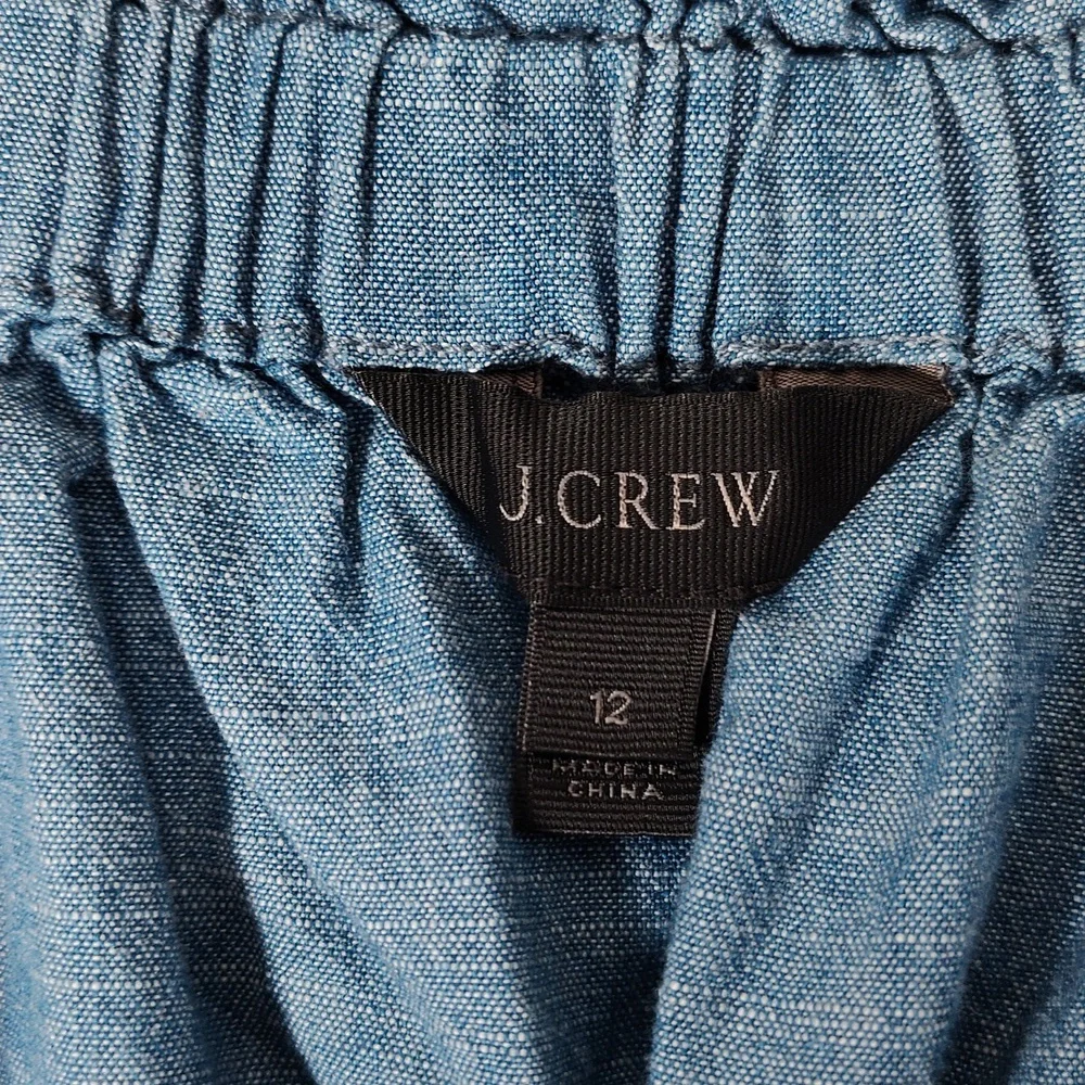 J. Crew cotton blue chambray‎ off shoulder blouse top 12